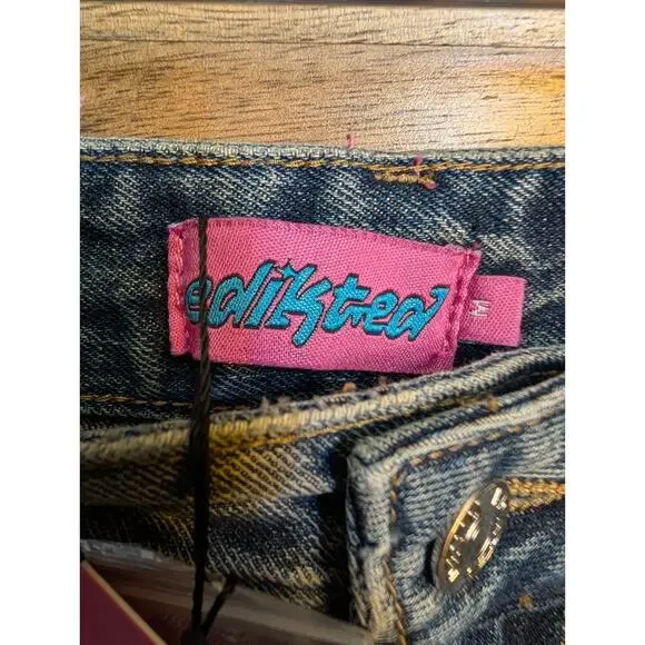 Edikted Jeans Womens Medium Blue Denim Casual Mid-Rise Flat Front Wide Leg NWT - Picture 3 of 3